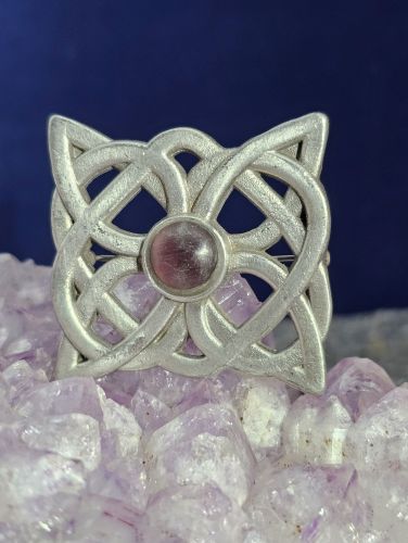 Celtic Knot Brooch with Purple Cabochon
