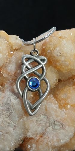 Celtic Knot Necklace with Blue Crystal