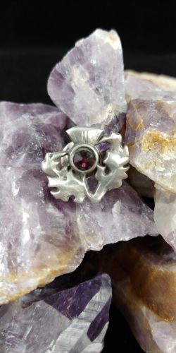 Thistle with Amethyst Crystal Pin