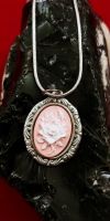 Ivory Rose on Pink Cameo Necklace (small)